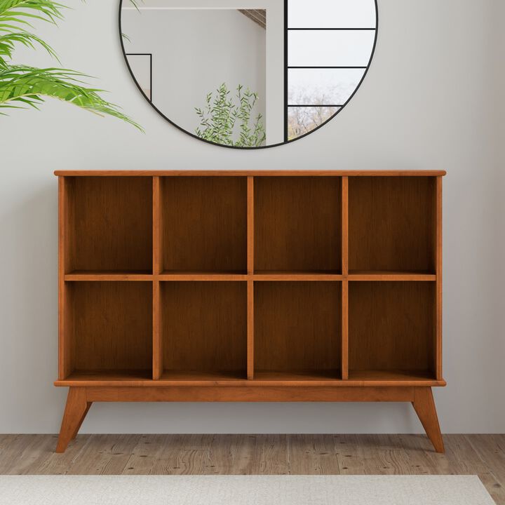Hupwo Mid‑century solid rubberwood 8‑cubby bookcase
