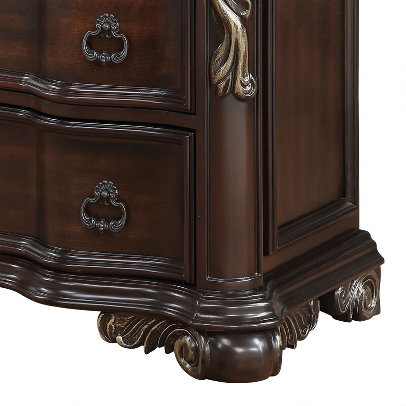 Bella Traditional Wood Nightstand with 3 Drawers, Fully Assembled Bedside Storage Table image number 2