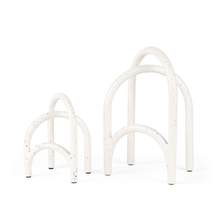 HomeRoots Set of Two White Iron Modern Abstract Tabletop Sculptures
