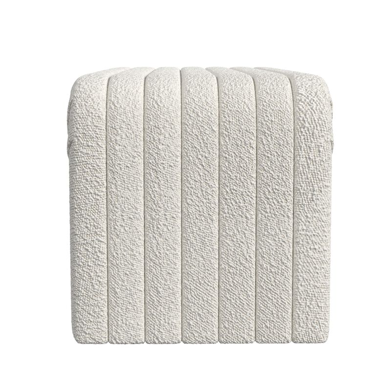 Gus Bench, Curved Arch Design, Cream Channel Tufted Velvet 48 Inch - Benzara image number 3