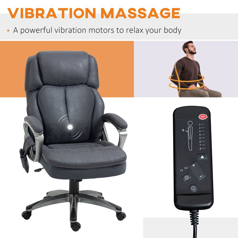 Big and Tall Vibration Massage Office Chair, Swivel PU Leather High Back Chair, Computer Chair with Adjustable Height, 400 lbs, Charcoal Gray