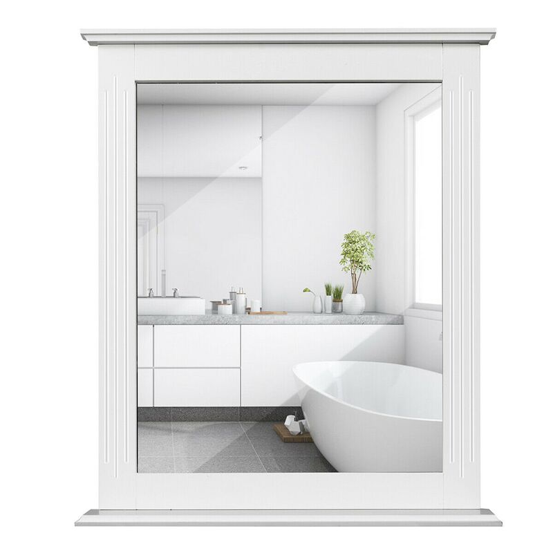 Wall-Mounted Vanity Mirror with Shelf – Multipurpose Bathroom & Bedroom