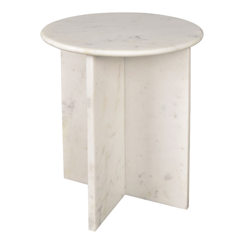Javier 14" Contemporary Natural Marble Handmade X-Shaped End Table