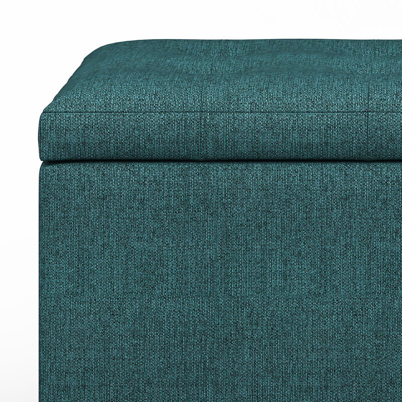 Cosmopolitan Storage Ottoman in Teal Polyester Fabric