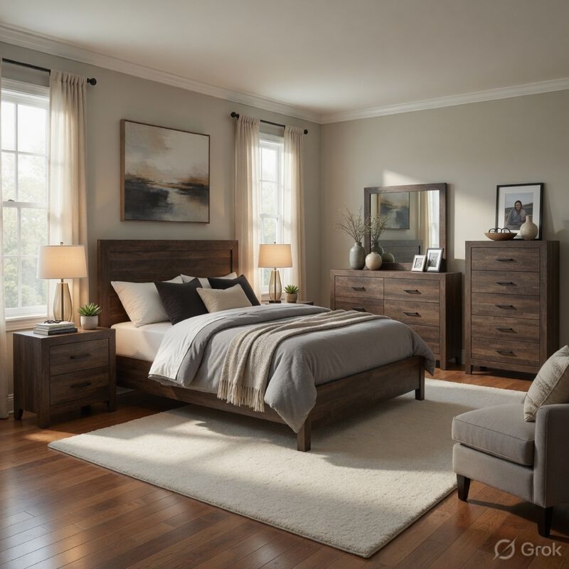 Full Size Bedroom Set, White Finish, 3-Piece Set with Bed and Two Nightstands image number 8