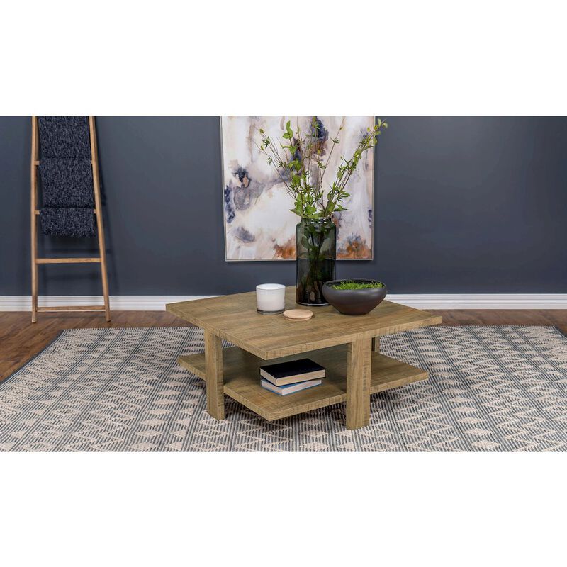 Plethoria Home Mango Square Coffee Table with Shelf