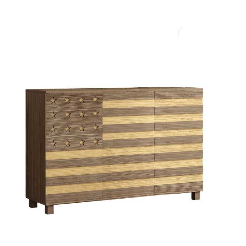 TATEUS 55" Buffet Sideboard Cabinet Storage - Versatile Kitchen Cabinet with Hand Carved Craftsmanship, 2 Drawers, 3 Doors & Adjustable Shelf