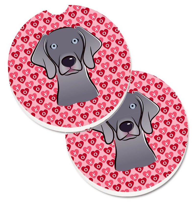 Caroline's Treasures Weimaraner Hearts Set of 2 Cup Holder Car Coasters, 2.56, Multicolor