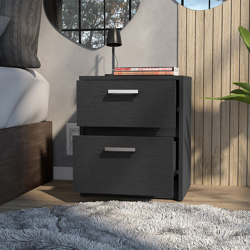 Nightstand Chequered, Bedroom, Black