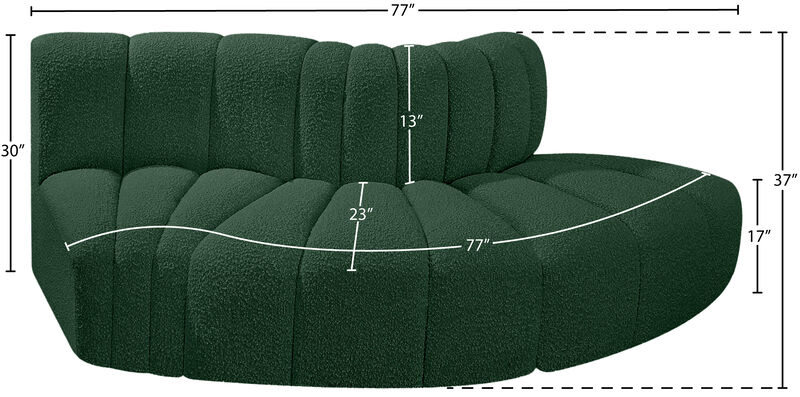 Meridian Furniture Arc Green Boucle Fabric Modular Sofa image number 5