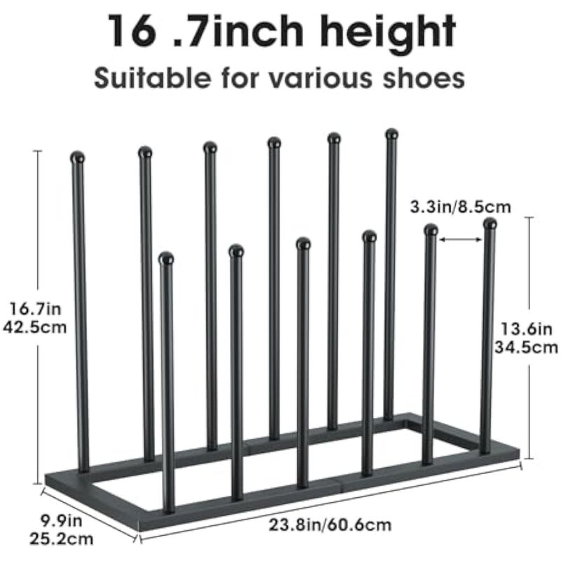 Entryway Metal Shoe Organizer Closet Storage Black Standing image number 3