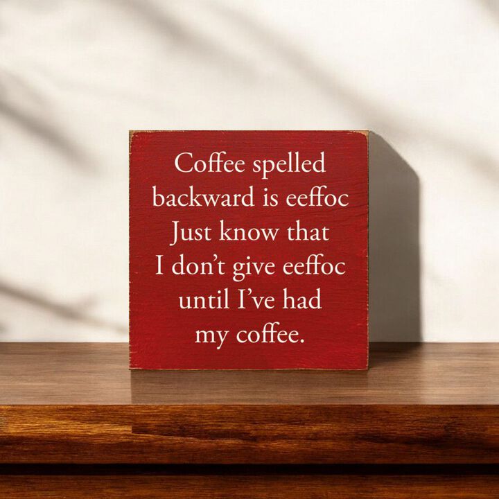 Funny Coffee Lover Wooden Sign for Kitchen, Cafe, or Coffee Station Decor