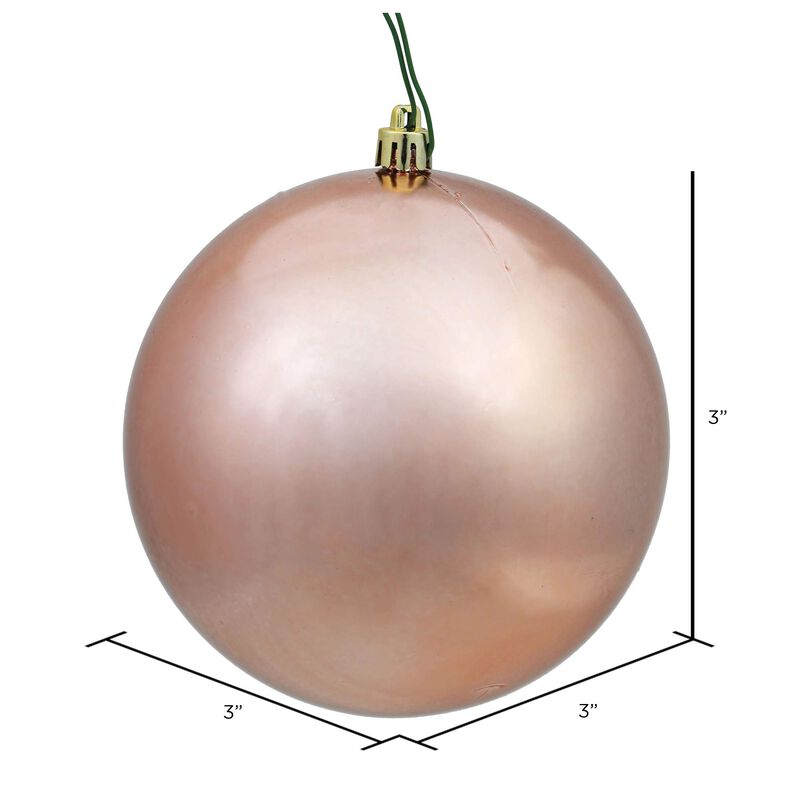 Vickerman 3" Rose Gold Shiny Ball Ornament - 12 Ornaments per Pack - Shatterproof UV Resistant - Pre-drilled Cap - Protection from Fading and Breaking - Reliable and Durable image number 1