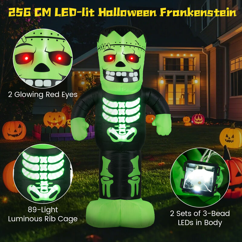 Blow Up 8.4 ft Frankenstein Halloween Inflatable Decoration for Outdoors-Green image number 6