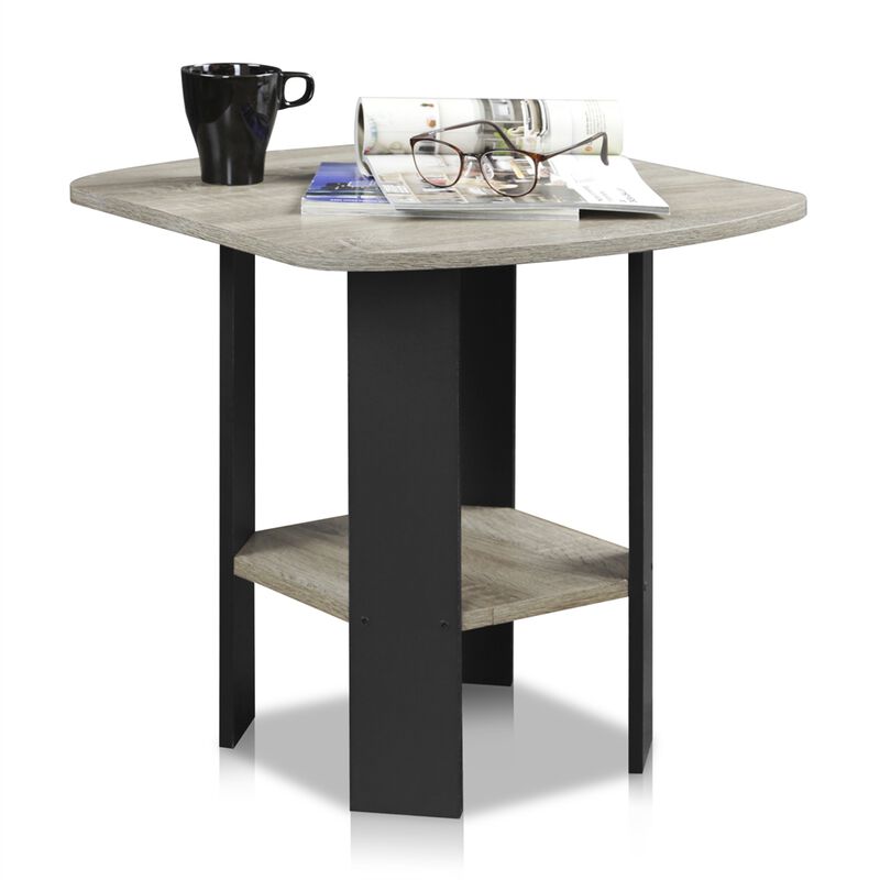 Simple Design End/Side Table, Oak Grey/Black