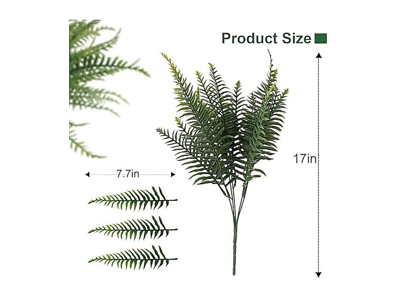 12 Pack Fake Ferns Outdoors UV Resistant Faux Fern Plants Artificial Greenery image number 1