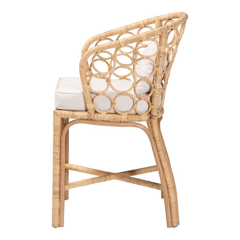 bali & pari Prisca Natural Rattan Counter Stool with Bubble Frame - Handwoven Wicker Accent Stool with Round Back and Removable Cushions for Kitchen Island or Lounge image number 2