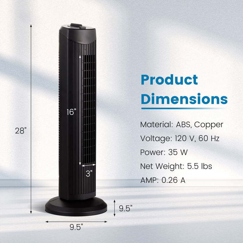 Fantask Quiet Bladeless Oscillating Tower Fan
