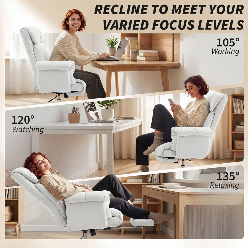 Hivvago Reclining Desk Chair with High Resilience Foam and Rolling Wheels image number 6