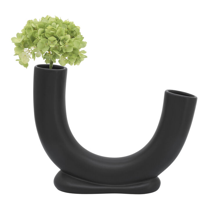 Ceramic U-Shaped Vase W/ Base