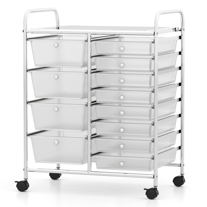 12-Drawer Rolling Utility Cart with Multi-Purpose Storage
