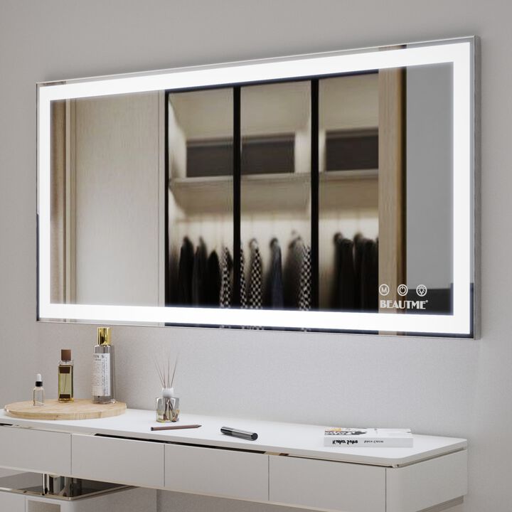 ELEMENT ACE 48x24 Inch Wall Mounted LED Bathroom Vanity Mirror with Adjustable 3 Color Lighting Anti-Fog Touch Switch Memory Function Smart Large Bathroom Mirror