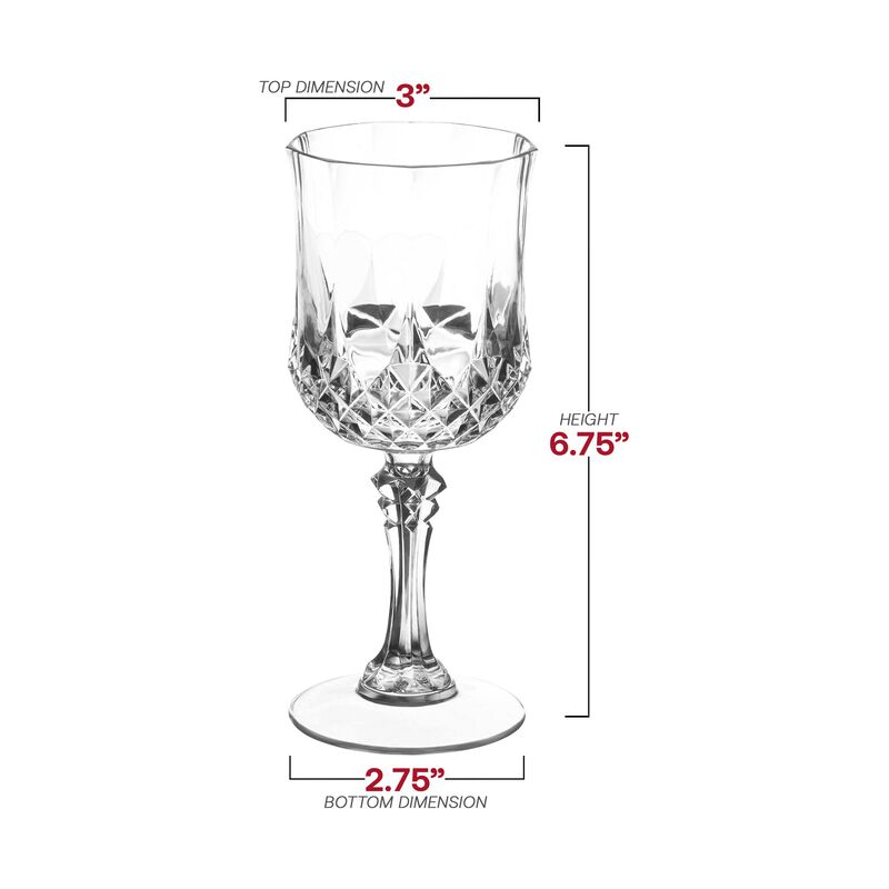 8 oz. Crystal Cut Plastic Wine Glasses (48 Glasses) image number 3