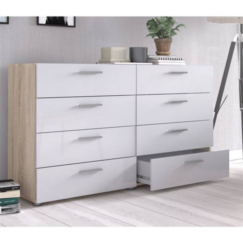 Contemporary 8-Drawer Double Dresser for Bedroom Storage and Style