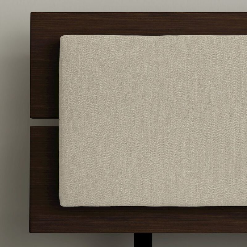 Comfort Pointe Benoni Full Wooden Bed with Taupe Cushion Walnut