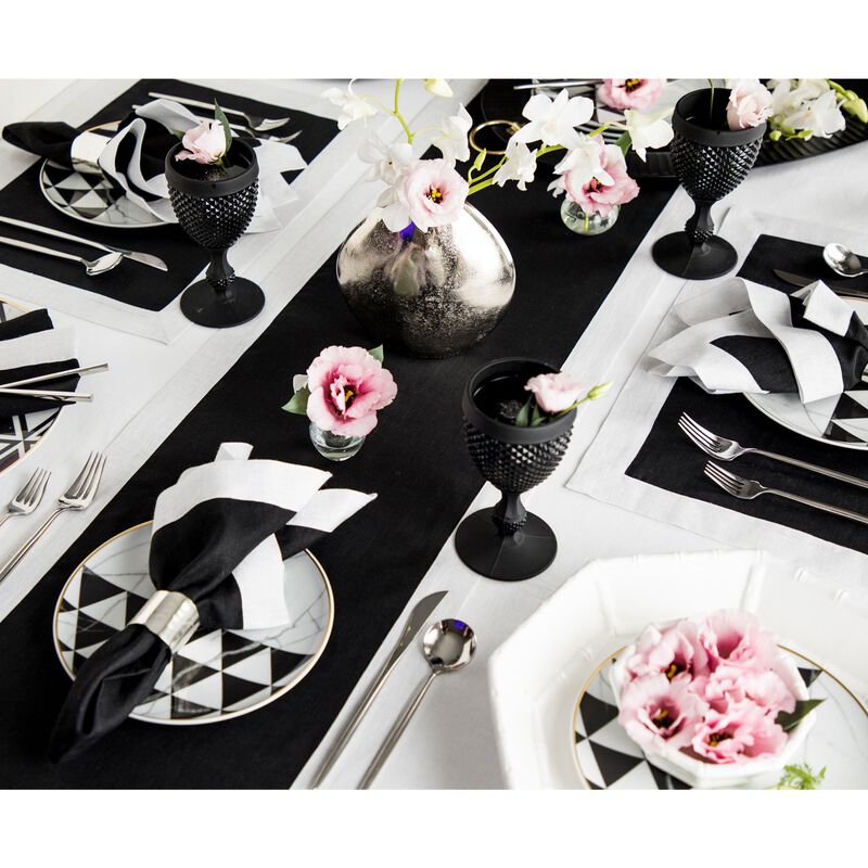 Solino Home Festive Edge 100% Linen Table Runner &ndash; Handcrafted, Machine Washable, Perfect for Holiday and Everyday Dining