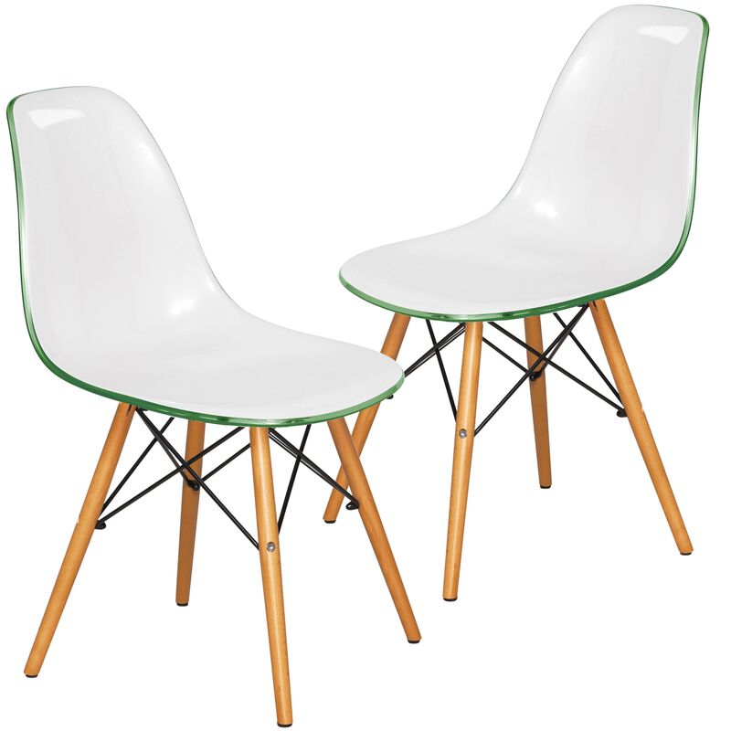 LeisureMod Dover Plastic Molded Dining Side Chair, Set of 2
