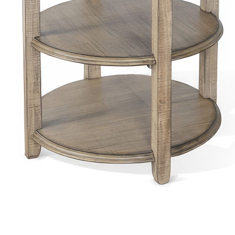 Rena Side End Table, 2 Shelves, 24 Inch Plank Light Brown Mahogany image number 3