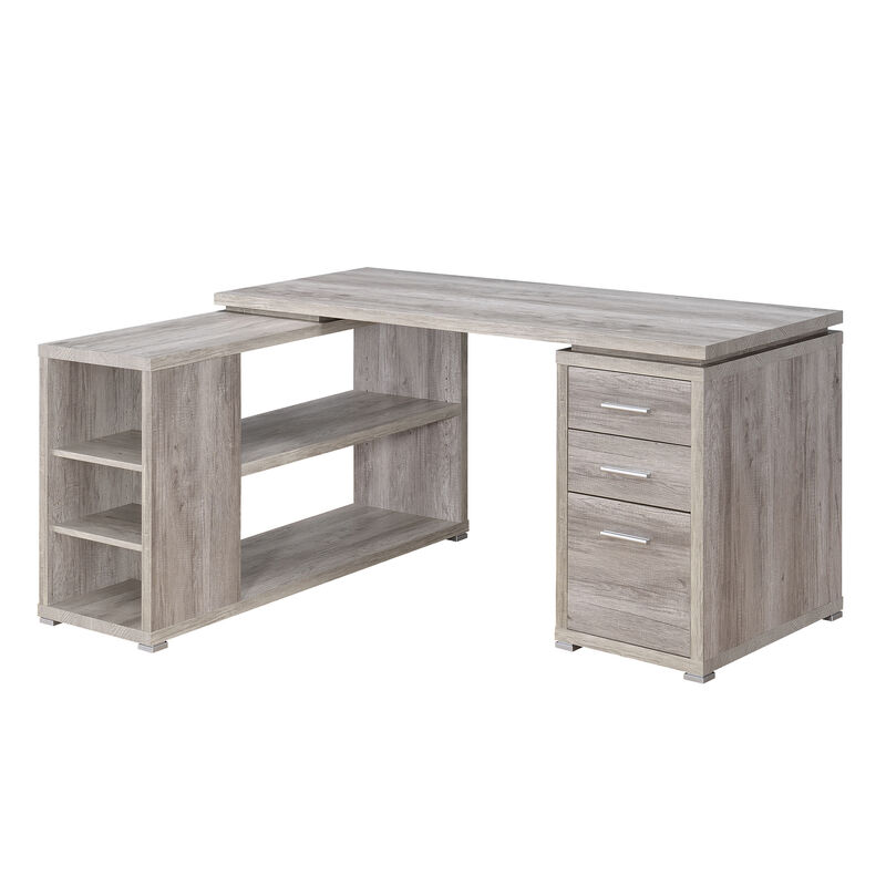 Contemporary Style L Shaped Office Desk, Gray-Benzara
