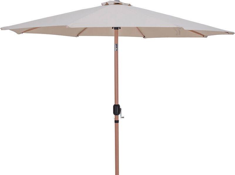 Meridian Furniture Fiji Beige Fabric / Matte White Aluminum Patio Umbrella with Base Sets