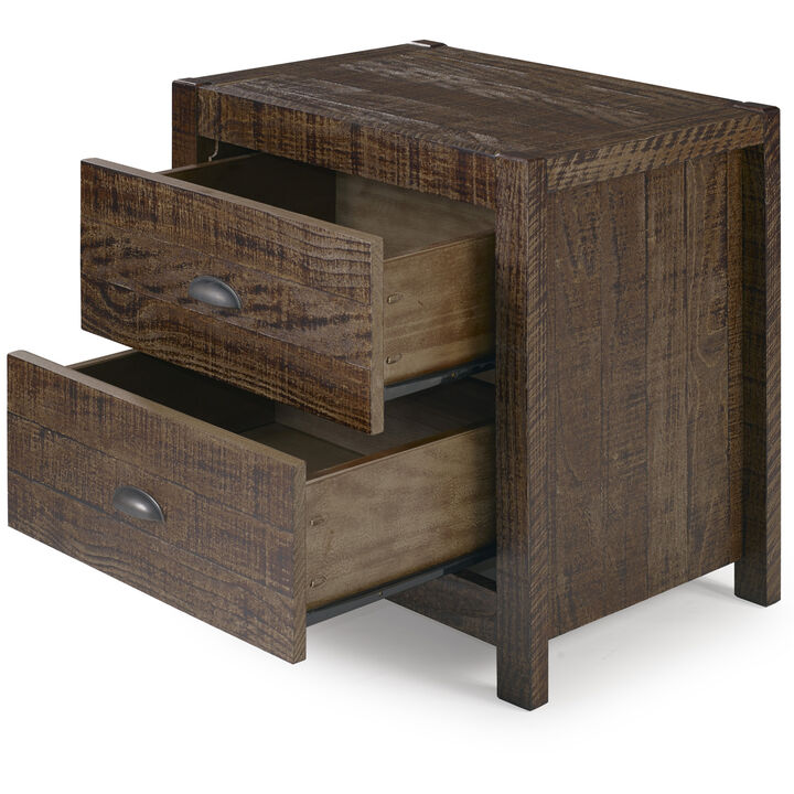 Albany Rustic Nightstand With Drawers, Bedside Table, End Table for Living Room Bedroom Assembled with Sturdy Solid Wood