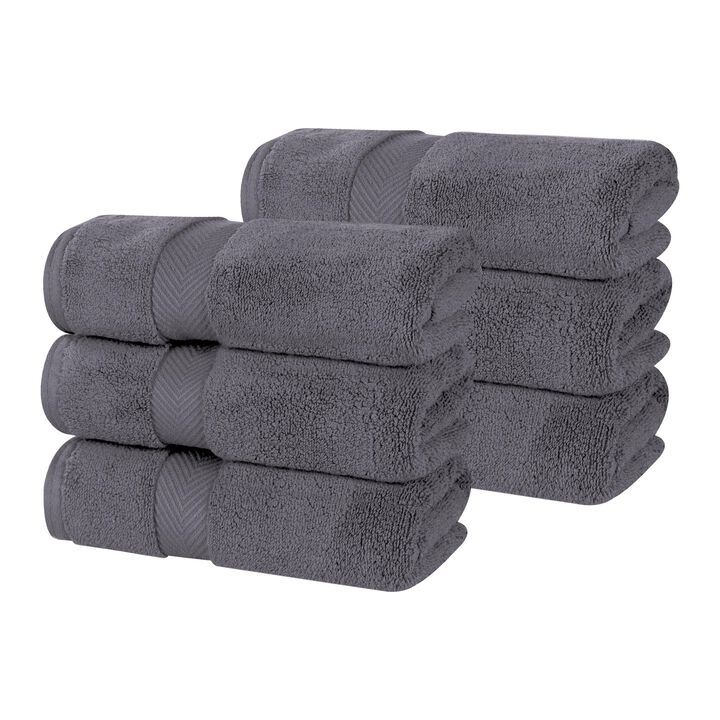 6 Piece Hand Towel Set in Zero Twist Cotton for Bathroom and Guest Use