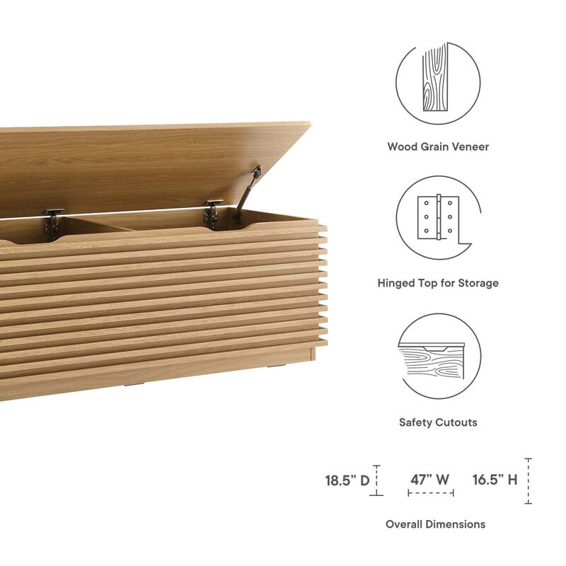 Modway Render 47" Wood Grain Storage Bench in Oak image number 5