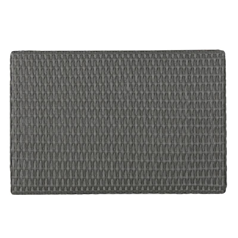 Mach Snack Table, Dark Gray Outdoor Safe Wicker and Iron Frame, 24 Inch - Benzara