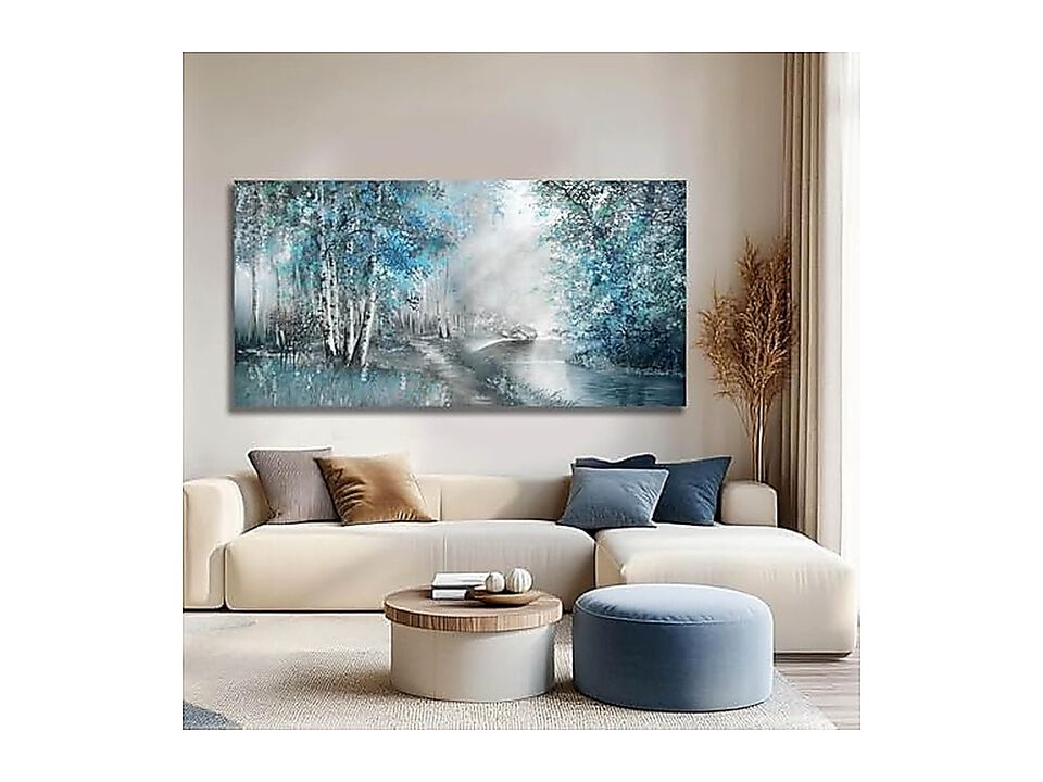 Canvas Wall Art Large Blue Decor Living Room Forest Botanical Landscape Arts