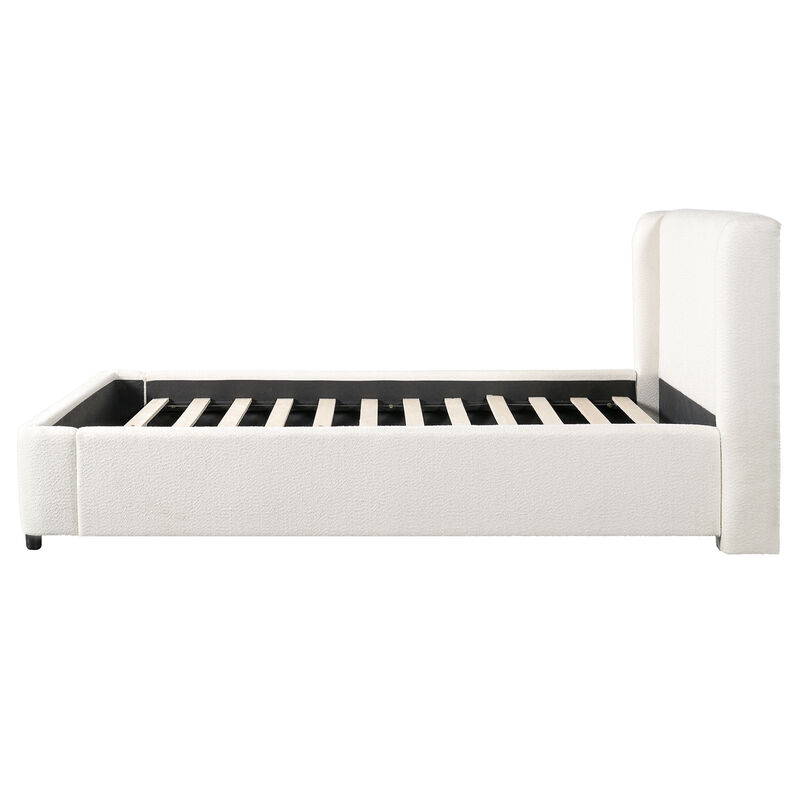 Christopher Knight Home Vigour Boucle Upholstered Platform Bed with Wingback Headboard image number 4