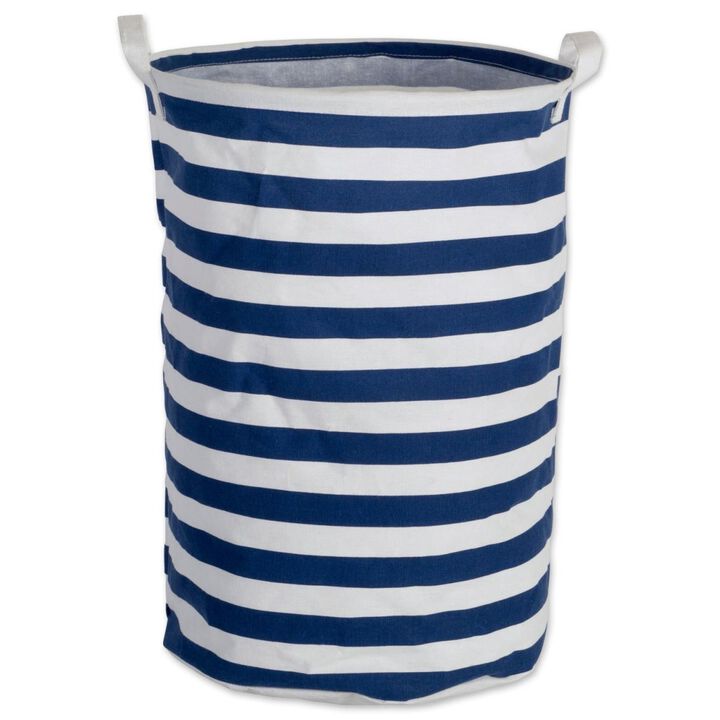 Cotton/Polyester Laundry Hamper Stripe Nautical  Round 14X14X20 inch