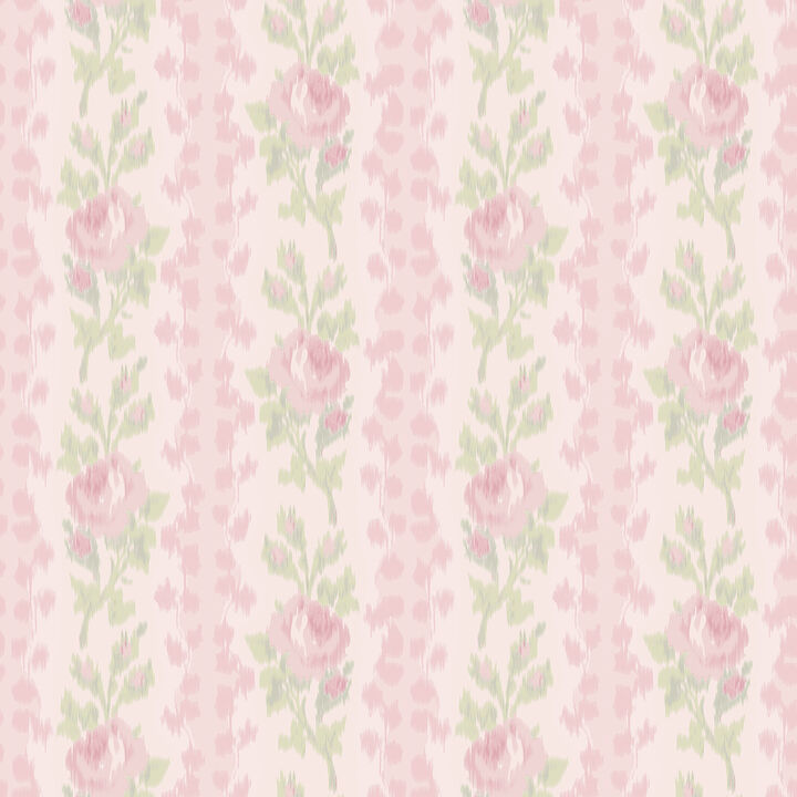 Blooming Heirloom Strawberry Macaron Rose Stripe Wallpaper