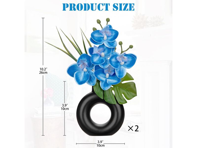2 Piece Black Artificial Orchid Flowers Wedding Centerpiece Decor image number 2