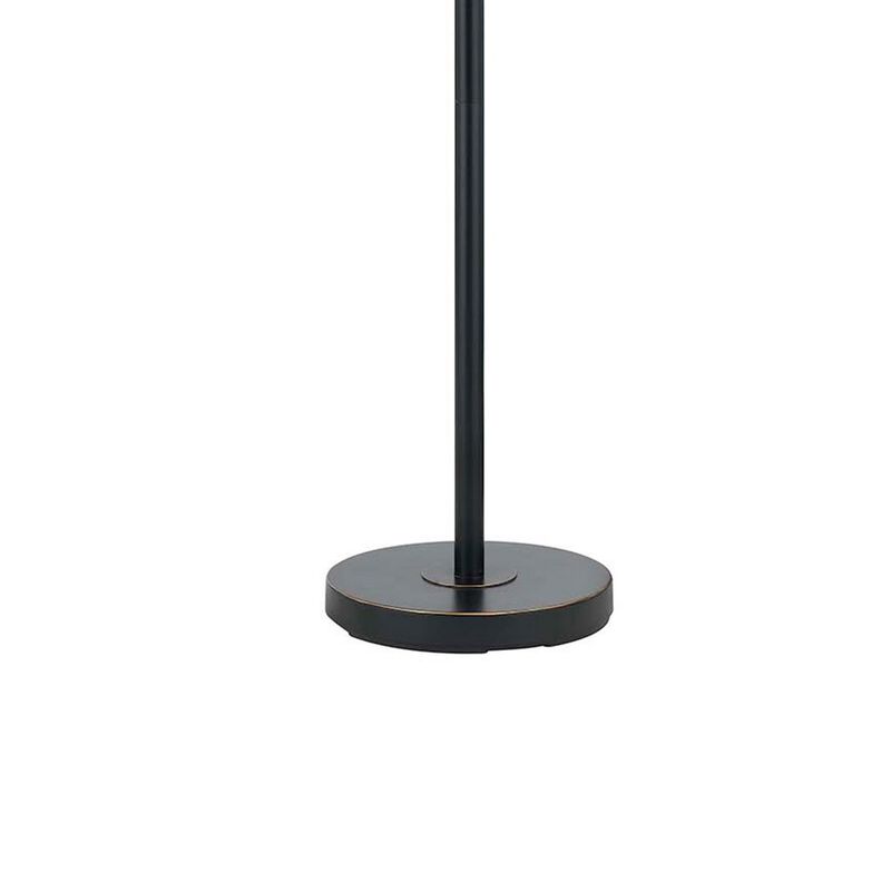 80 Watt Metal Floor Lamp with Dual Gooseneck and Uno Style Shades, Black - Benzara