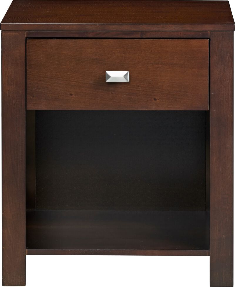 Riva One Drawer Nightstand in Chocolate Brown