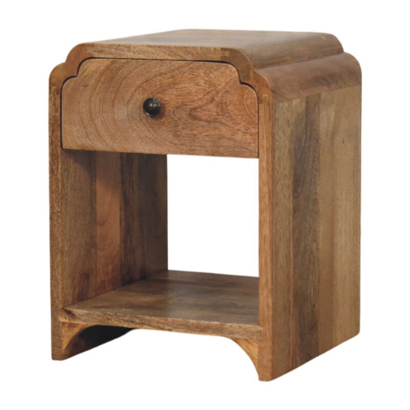 Artisan Furniture Solid Wood Newton Mini Oak-ish Nightstand with a drawer and open shelf