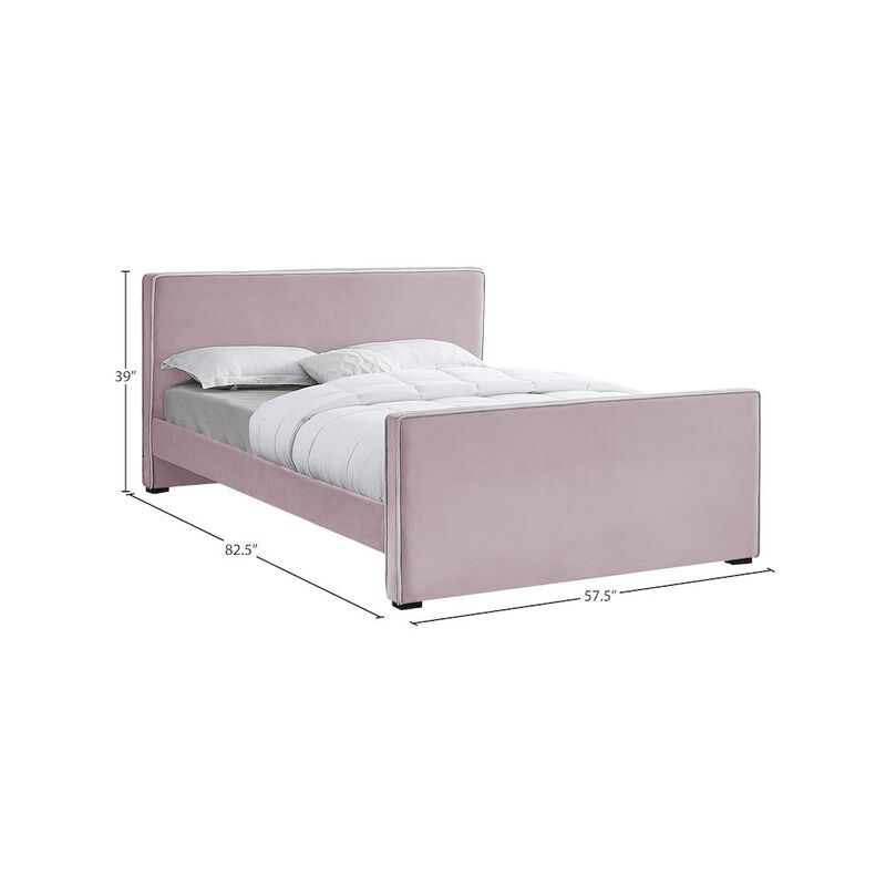 Meridian Furniture Dillard Pink Velvet Full Bed