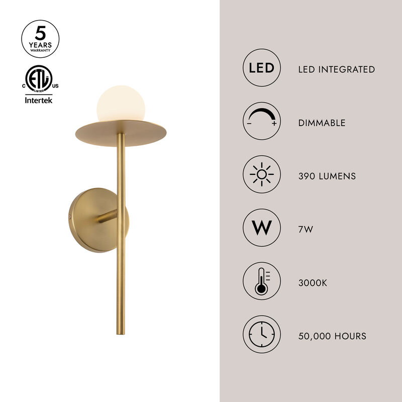 Elixir 16-in Damp-Rated Dimmable LED Wall Sconce image number 7
