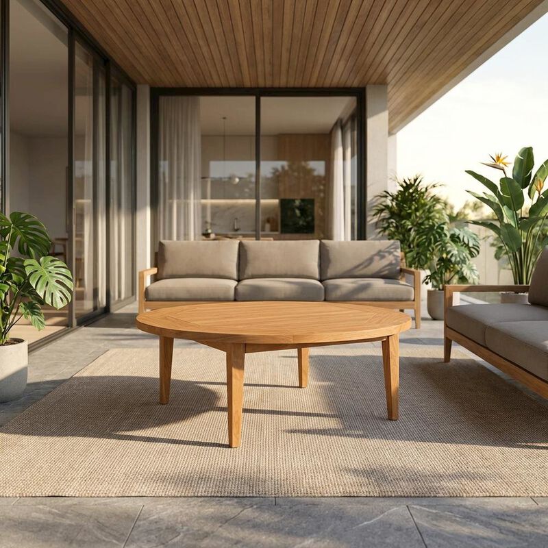 Teak Wood Outdoor Coffee Table With Durable Top And Elegant Design image number 4