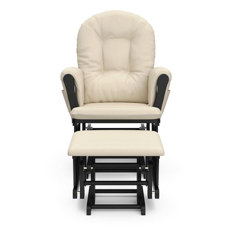 Storkcraft Hoop Glider and Ottoman - Black with Beige